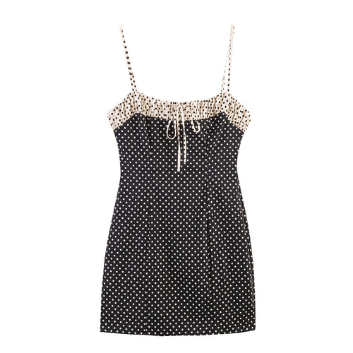 Damen Spaghettiträgerkleid mit Raffungen und Polka-Dots Echo Archiv