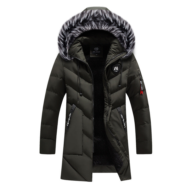 Herren langer gesteppter Thermoparka mit Kunstfellkapuze und Teddyfleece-Innenfutter Echoarchiv