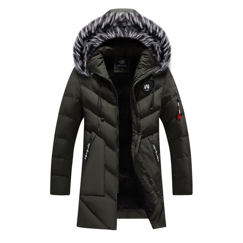 Herren langer gesteppter Thermoparka mit Kunstfellkapuze und Teddyfleece-Innenfutter Echoarchiv
