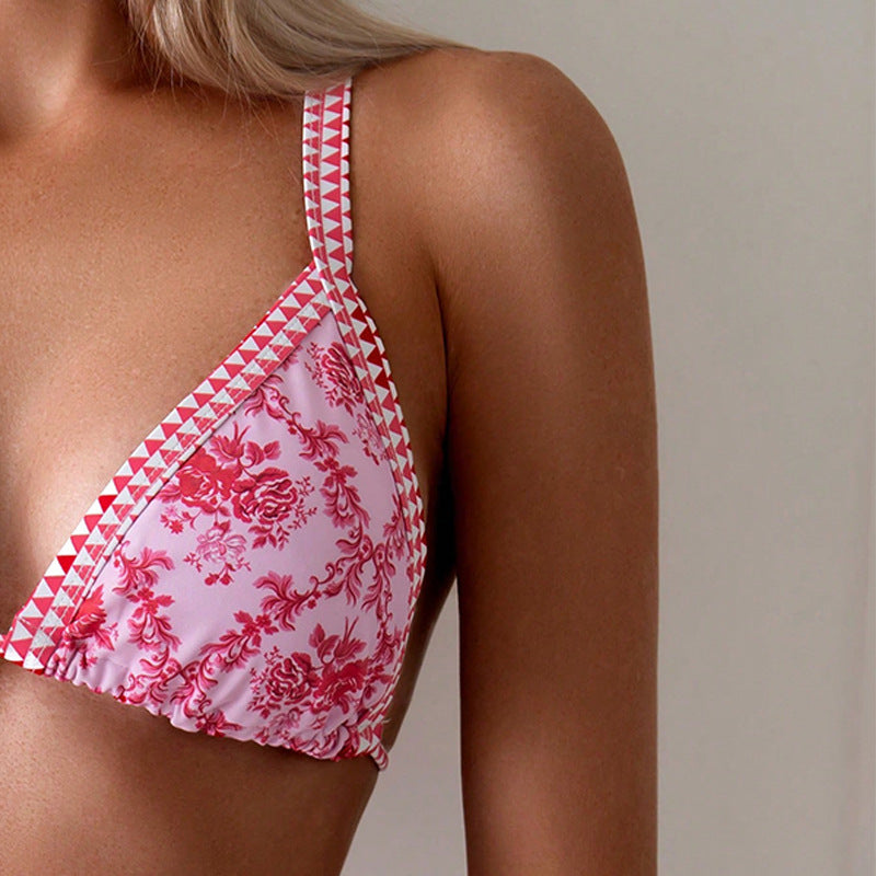 Damen Triangel-Bikini mit floralen Mustern und raffinierten Bindebändern Echo Archiv