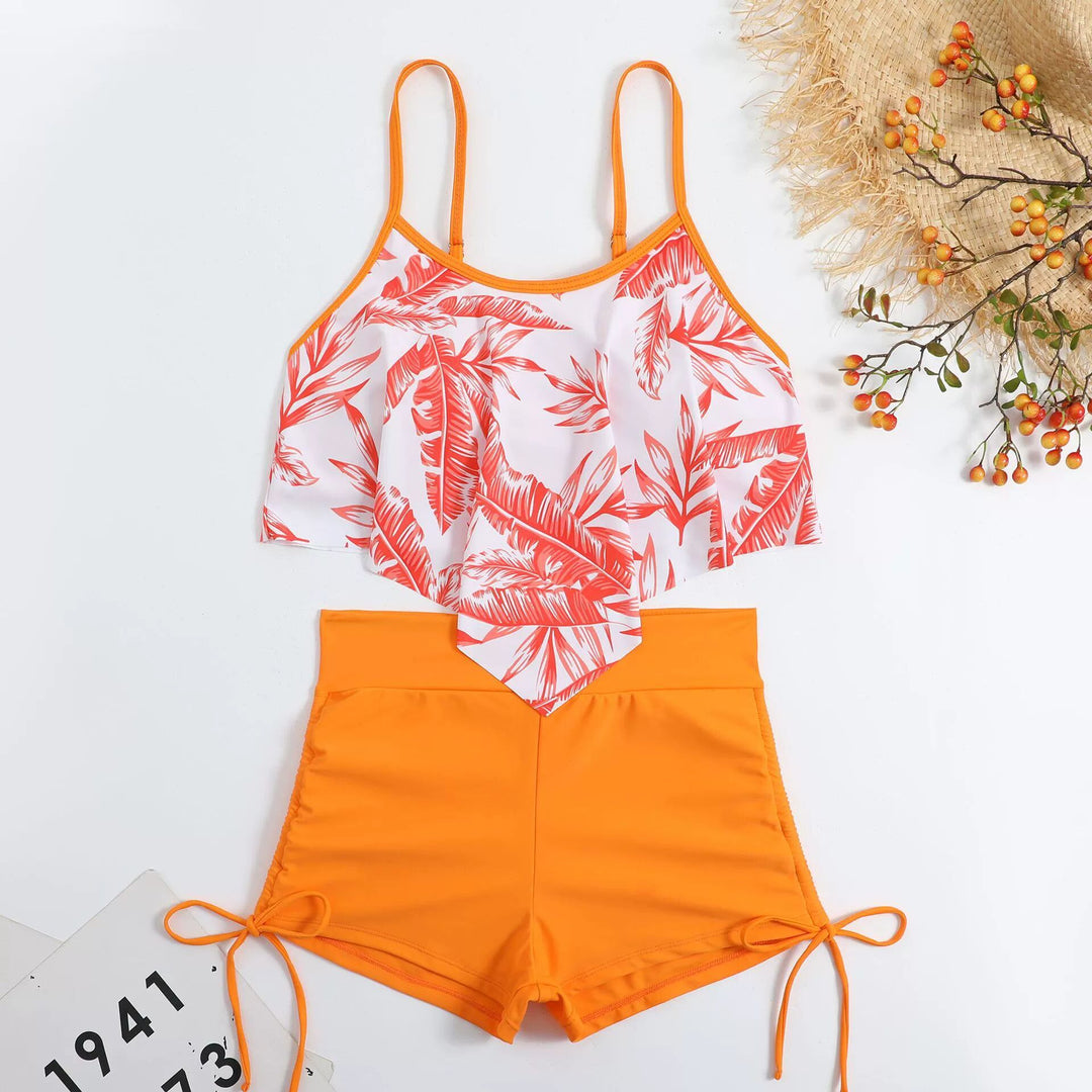 Damen Sportliches Tankini-Set mit Raffungen und verstellbaren Trägern Echo Archiv