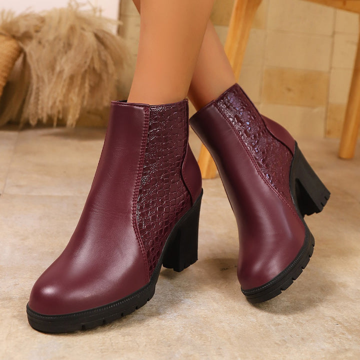 Damen  stylische Ankle-Boots mit Krokoprägung und mittelhohem Blockabsatz Echo Archiv