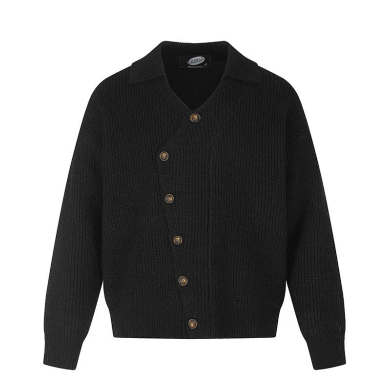 Damen Oversize Strickjacke mit asymmetrischer Knopfleiste und Hemdkragen Echoarchiv