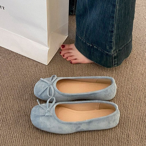 Damen Ballerina-Slipper mit quadratischer Zehenbox, weichem Komfortfußbett und Zierschleife Echo Archiv