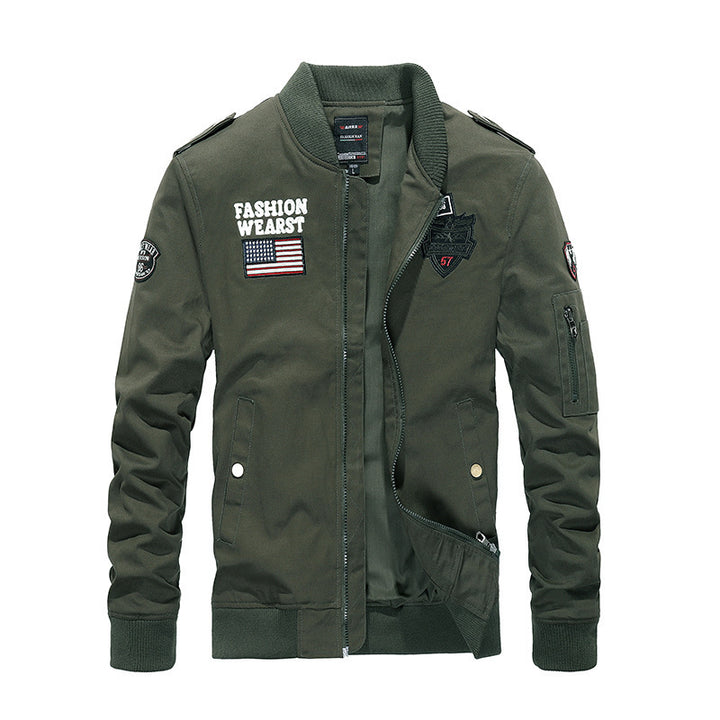 Herren Vintage-Canvas Bomberjacke mit Patchapplikationen und Ärmeltasche Echo Archiv