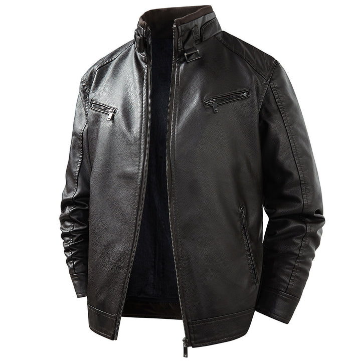 Herren Modische Lederjacke mit Fleece-Futter Echo Archiv