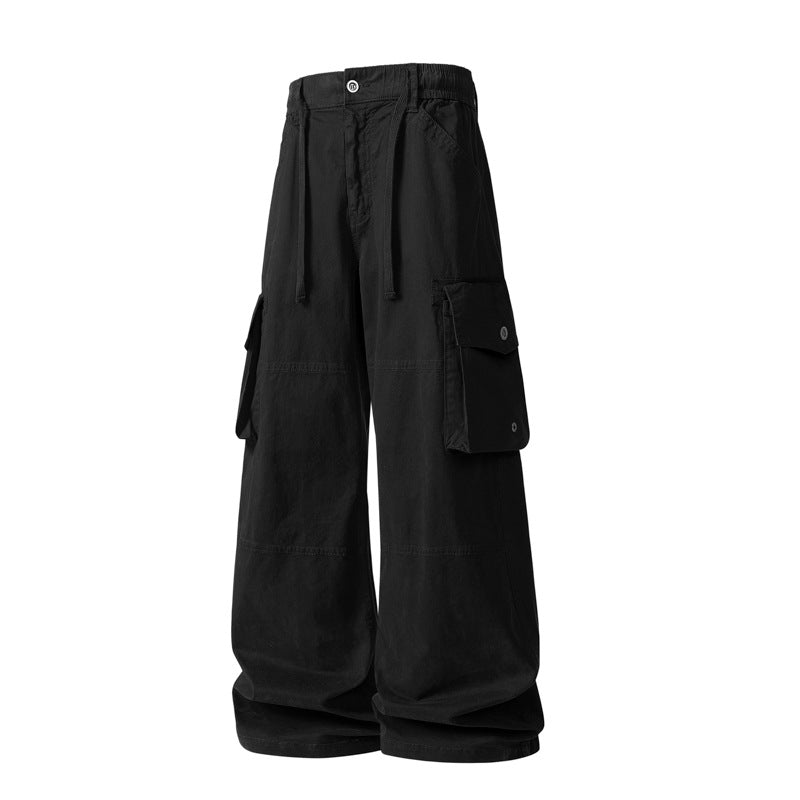 Damen weite Utility-Cargo-Hose mit hoher Taillierung, elastischem Bund und großen Klappentaschen Echo Archiv