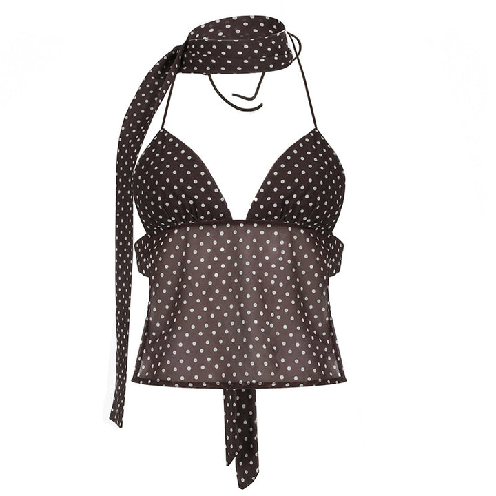 Damen Neckholdertop mit verspieltem Punktmuster und eleganten Bindebändern Echo Archiv