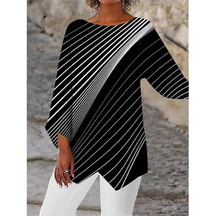 Damen asymmetrisches A-Linien-Tunika mit ornamentalem Druck und spitzem Saum Echoarchiv
