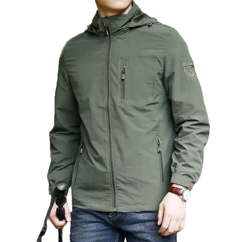 Herren Leichte Softshell-Outdoorjacke mit Kapuze und wasserabweisender Membran sowie Brusttasche Echoarchiv