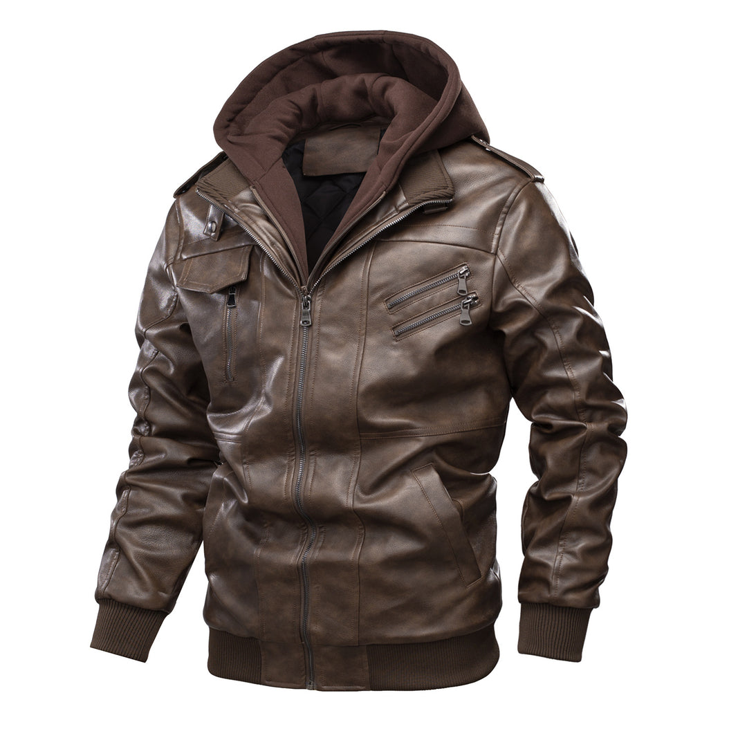 Herren Lederjacke mit herausnehmbarer Kapuze Echoarchiv
