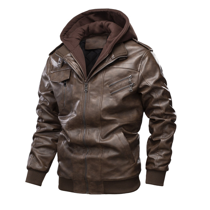 Herren Lederjacke mit herausnehmbarer Kapuze Echoarchiv
