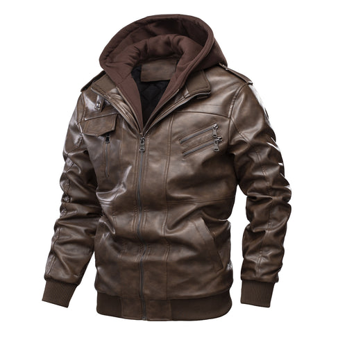 Herren Lederjacke mit herausnehmbarer Kapuze Echoarchiv