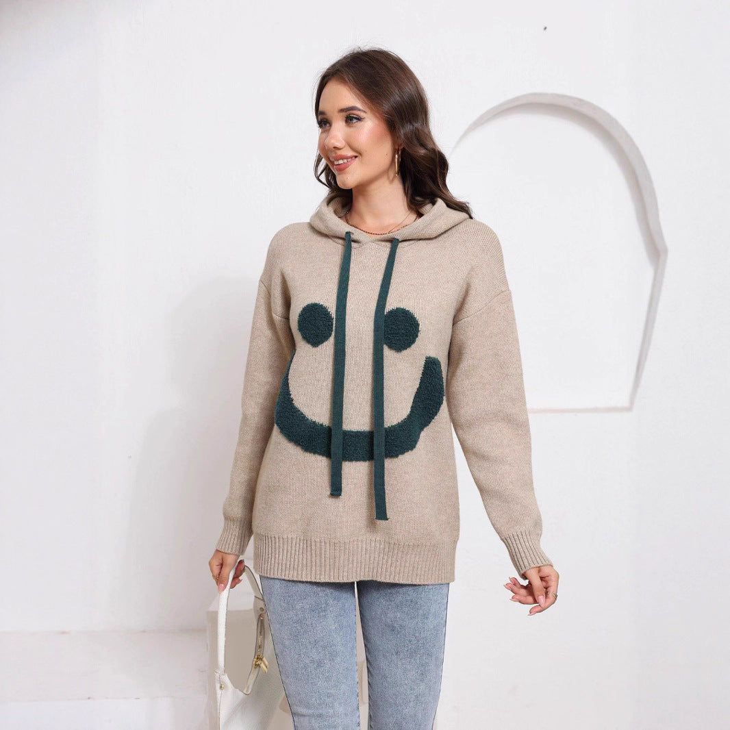 Damen Gemütlicher Kapuzenpullover mit Smiley-Design Echo Archiv