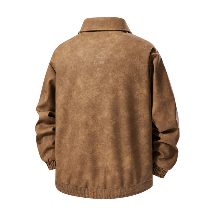 Herren Lässige Kunstlederjacke mit elastischen Bündchen Echo Archiv