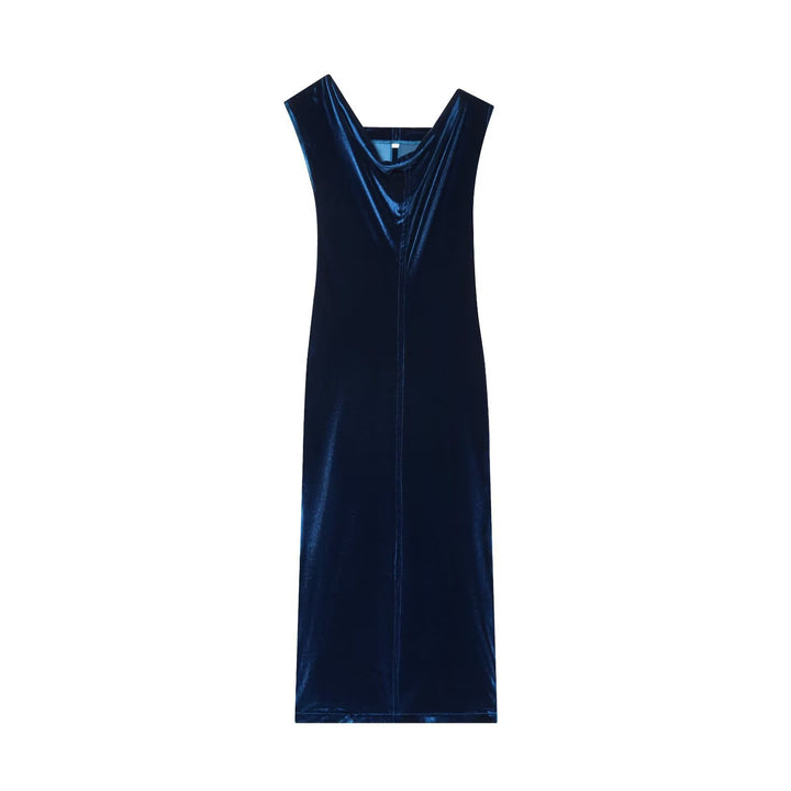 Damen Samt Maxikleid mit elegantem V-Ausschnitt und raffiniertem Schlitz Echo Archiv