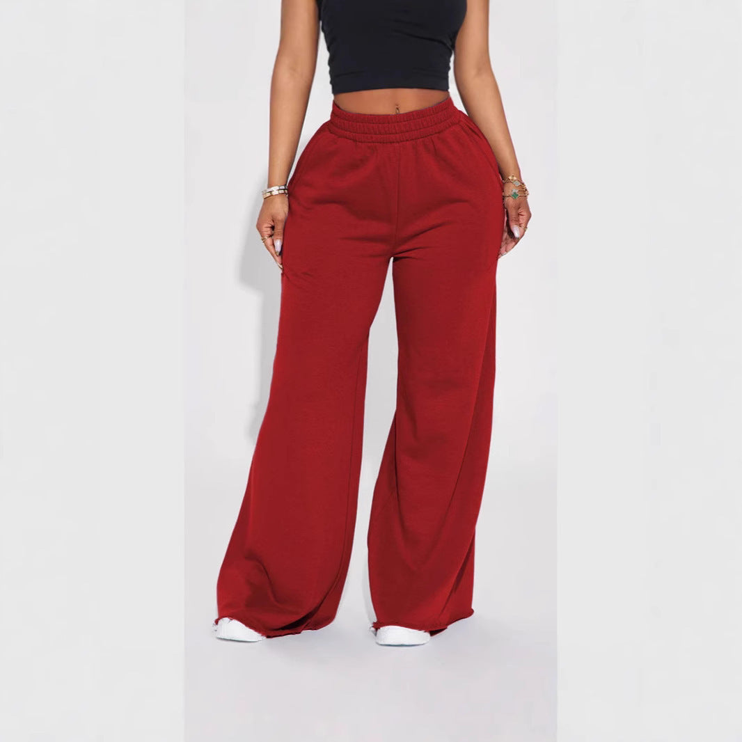 Damen weite High-Waist Loungehose mit elastischem Bund und praktischen Seitentaschen – Avélisse