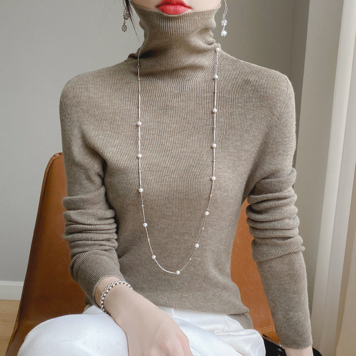 Damen Schmaler Rollkragen-Feinstrickpullover mit elastischer Rippenstruktur und minimalistischer Silhouette Echoarchiv