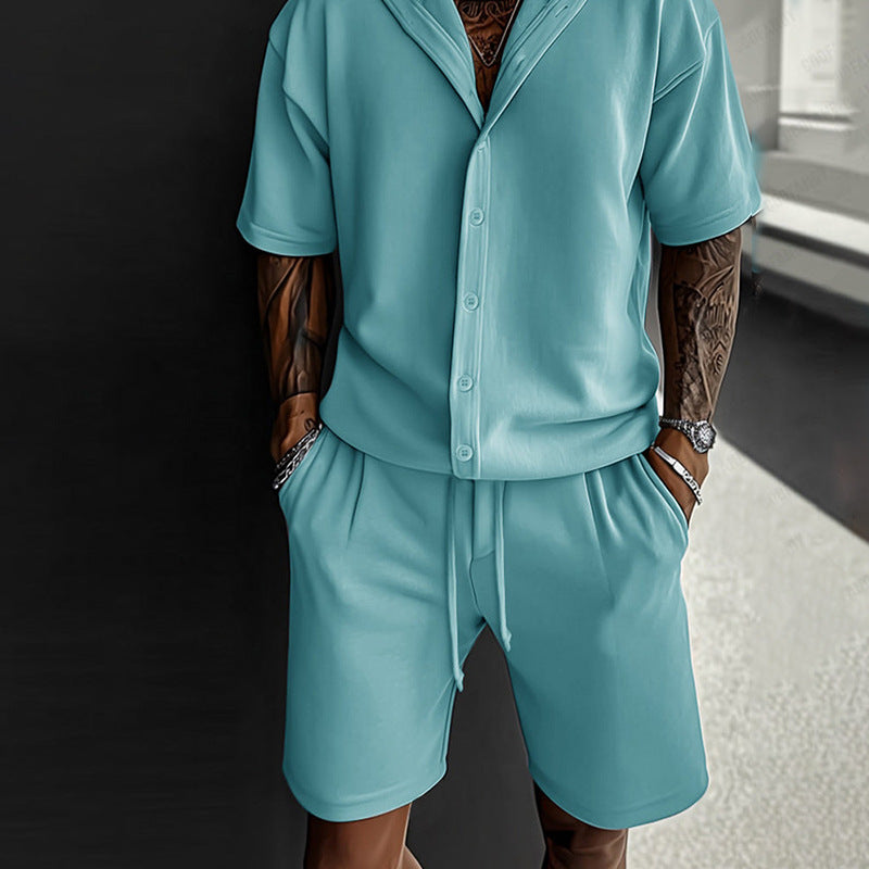 Herren komfortables Kurzarm-Set mit lässigem Hoodie und Shorts Echoarchiv