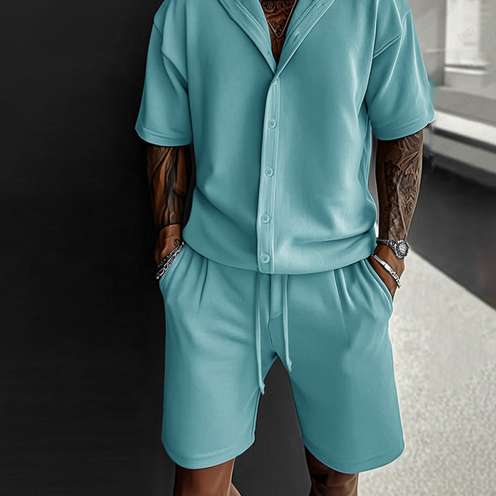 Herren komfortables Kurzarm-Set mit lässigem Hoodie und Shorts Echoarchiv
