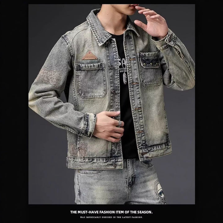 Herren Denimjacke mit einzigartigen Details Echo Archiv