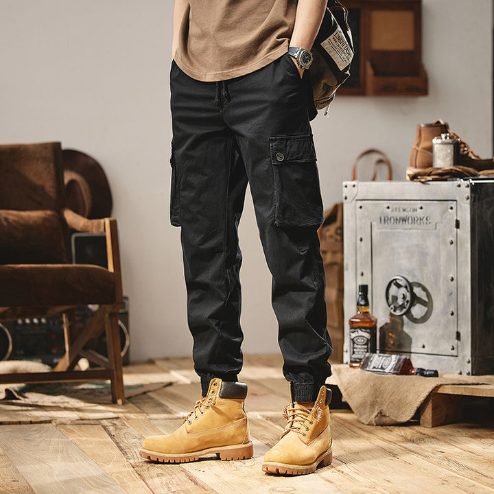Herren Robust konstruierte Cargohose im Joggerstil mit Tunnelzugbund, aufgesetzten Klapptaschen und elastischem Knöchelabschluss Echo Archiv