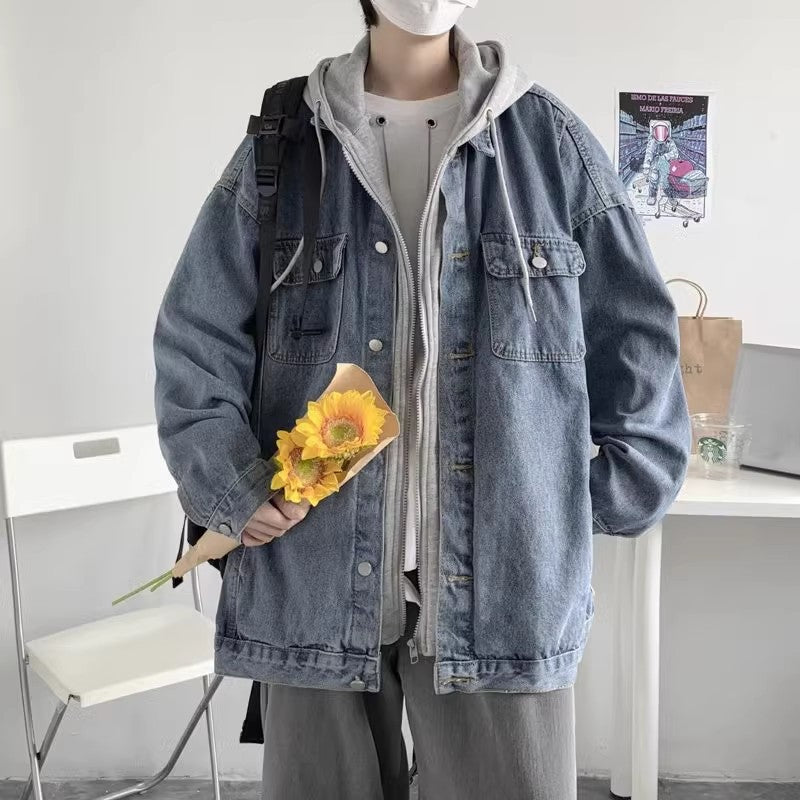 Herren Lässige Overshirt-Jacke mit Kapuze Echoarchiv