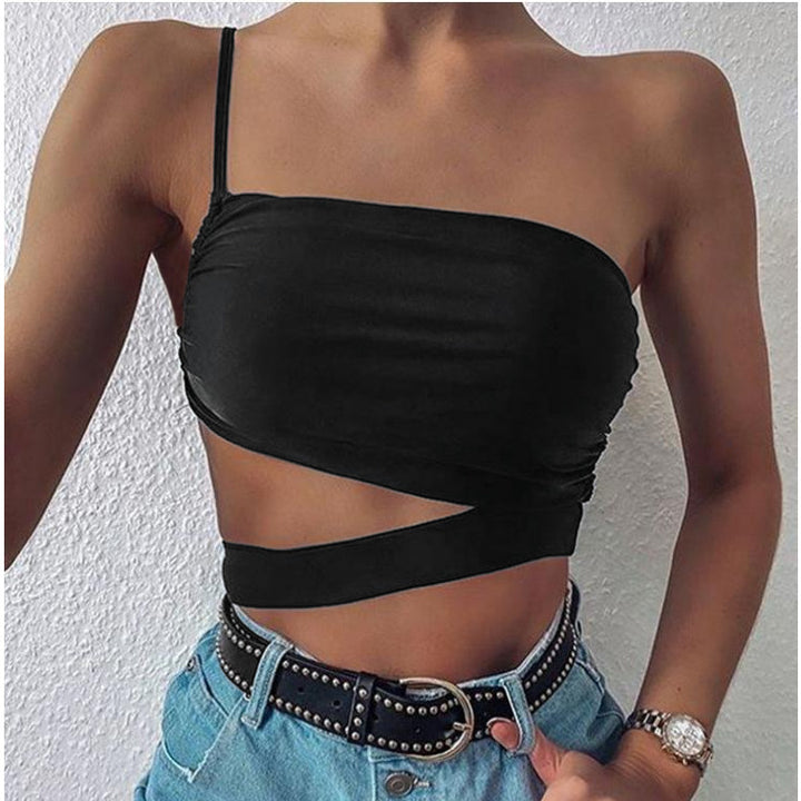 Damen asymmetrisches Crop-Top mit elegantem Wickeldesign Echo Archiv