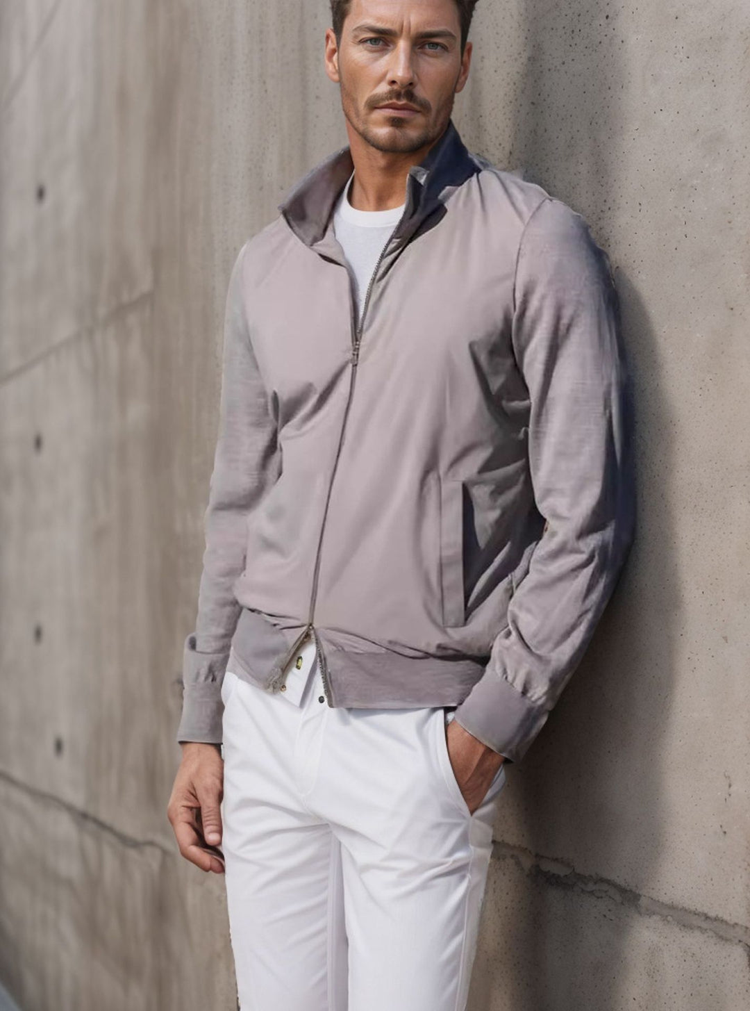 Herren stylische Freizeitjacke mit hohem Kragen und praktischen Taschen Echoarchiv