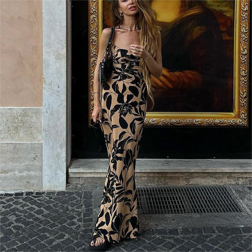Damen Maxikleid mit floralem Muster und schmalen Spaghettiträgern Echo Archiv