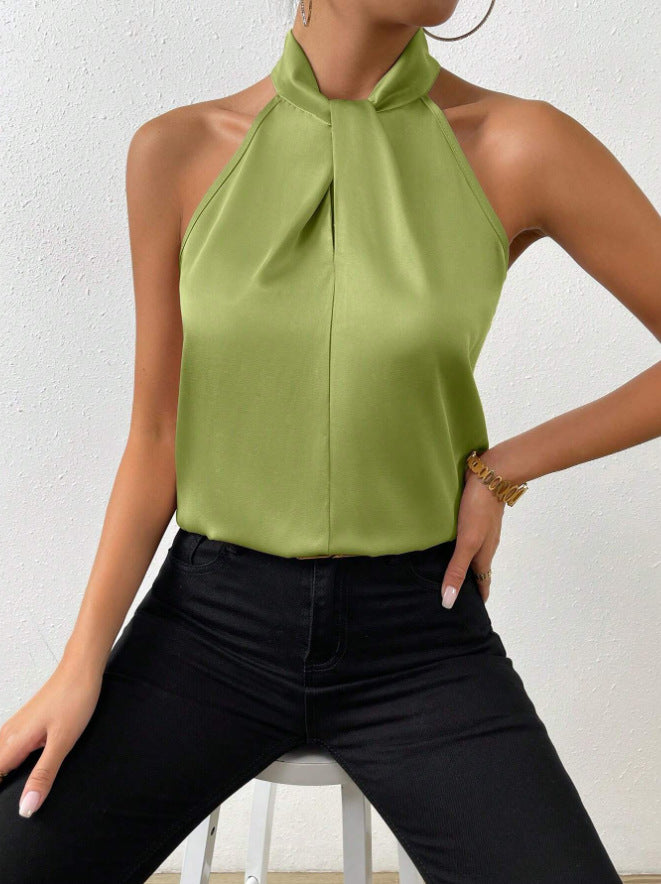 Echoarchiv | Damen Knoten Hals Stil Top Seide
