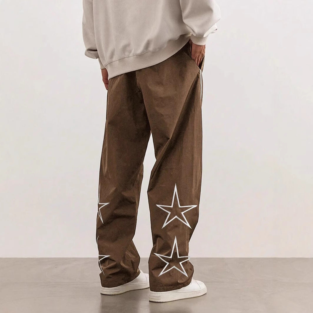 Herren Lockere Cargo-Hose mit stylischen Sternapplikationen Echoarchiv