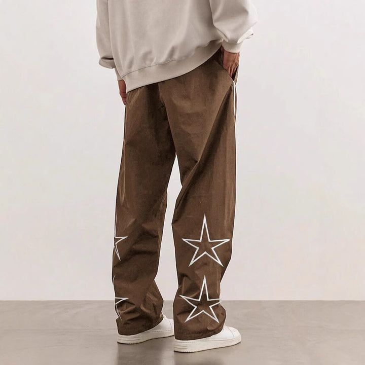 Herren Lockere Cargo-Hose mit stylischen Sternapplikationen Echoarchiv