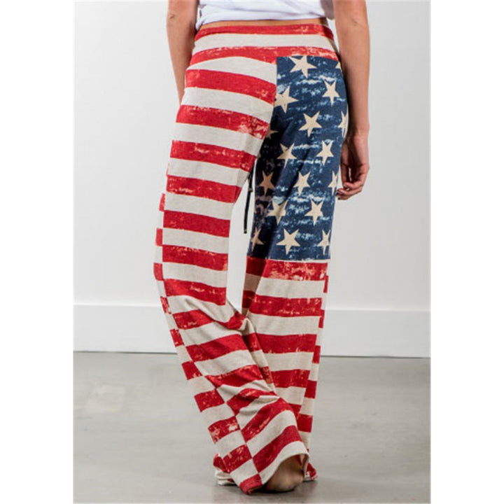 Damen Weite Jersey-Loungehose mit Tunnelzug und Vintage-Print – Avélisse