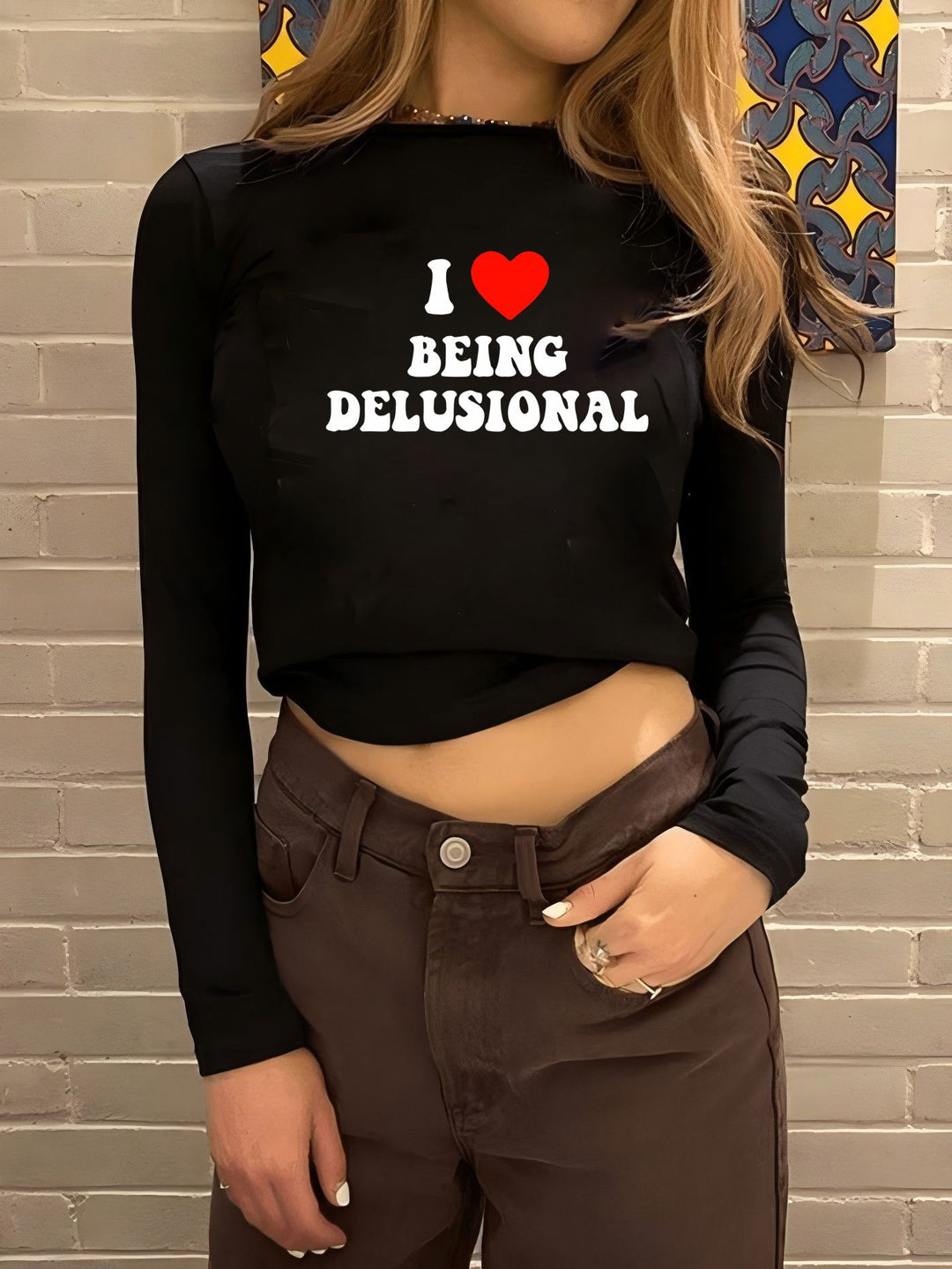 Damen figurbetontes Langarmshirt mit niedlichem Gänse-Print, Rundhalsausschnitt und leichtem Stretch – Avérine