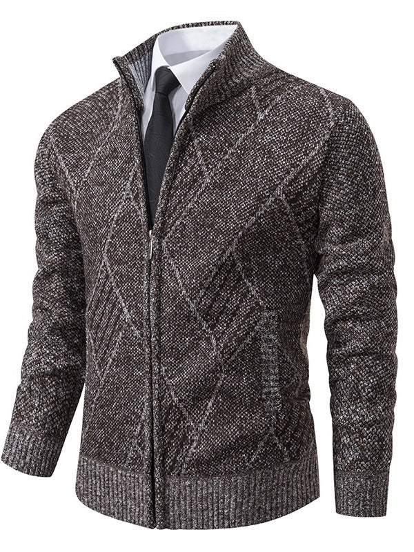 Herren Strickjacke mit modernem Zopfdesign und praktischem Reißverschluss Echoarchiv