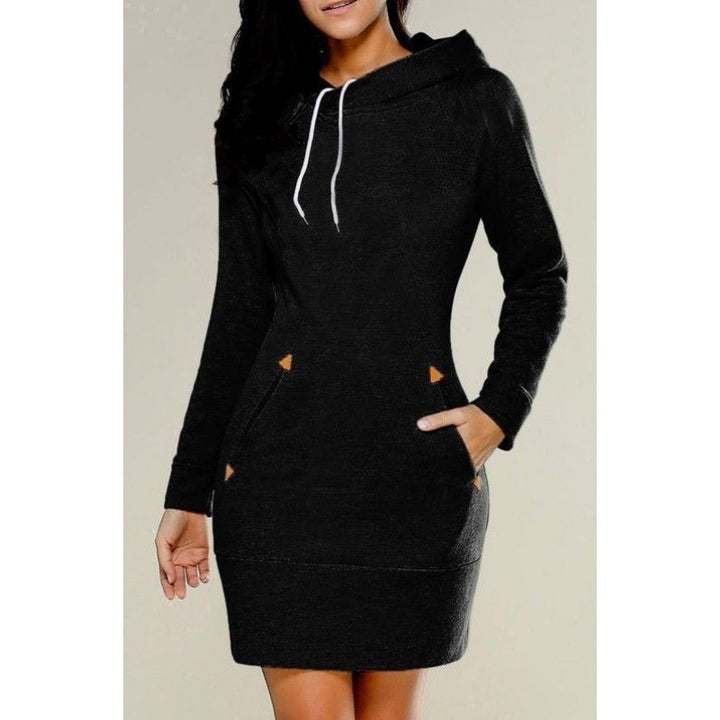Damen Kapuzenkleid aus Sweat mit Kängurutaschen und taillierter Passform – Avérine