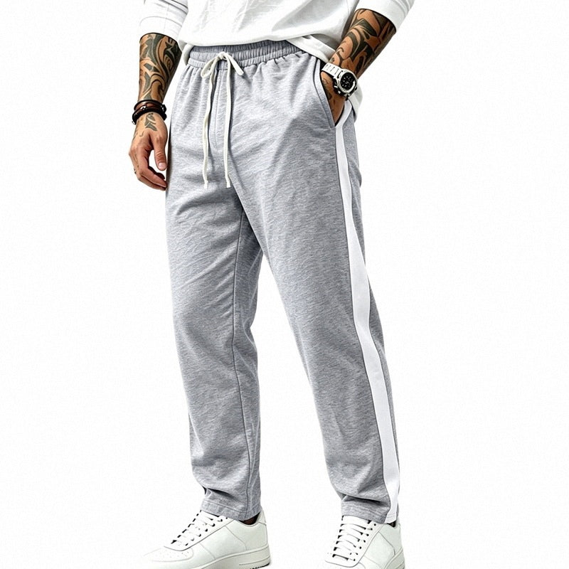 Herren Athletische Jogginghose mit Kontraststreifen, elastischem Bund und geradem Bein – Sorevano