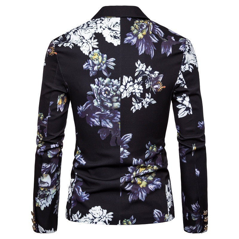Herren eleganter Blazer mit floralen Mustern und strukturiertem Design Echoarchiv