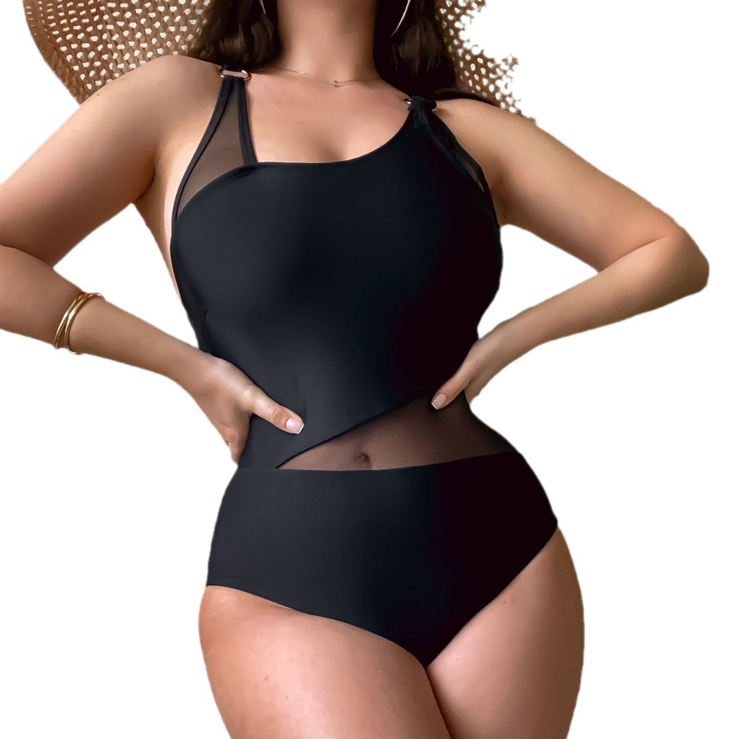 Damen Einteiliger Badeanzug mit transparenten Einsätzen und asymmetrischem Design Echo Archiv