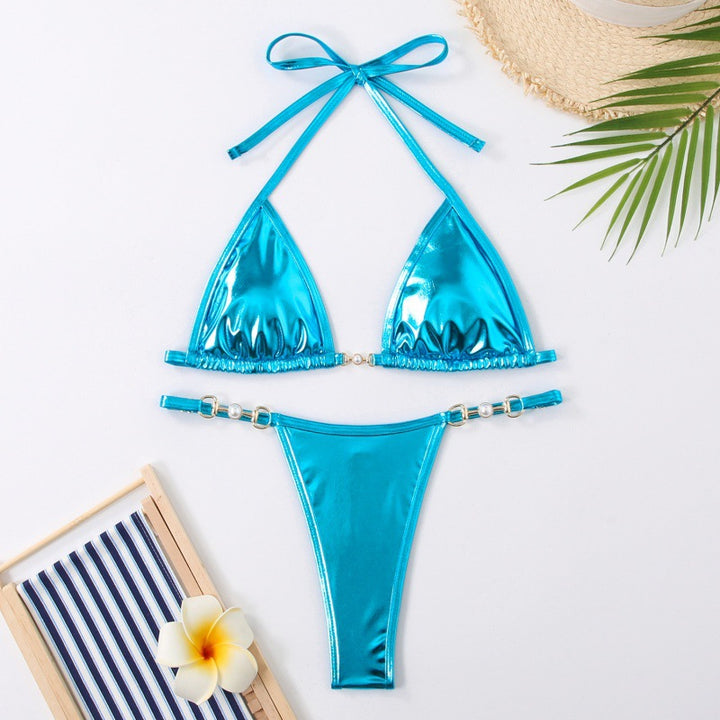 Damen Triangel-Bikini mit schimmerndem Obermaterial und eleganten Schmuckdetails Echo Archiv
