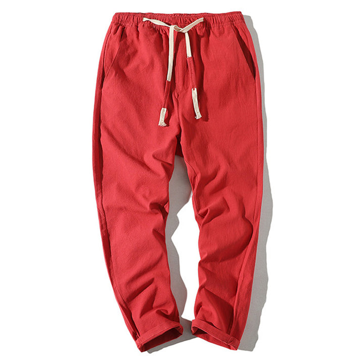 Herren nan leichte Leinenhose mit elastischem Bund und Kordelzug, tapered Schnitt und aufrollbarem Saum Echo Archiv