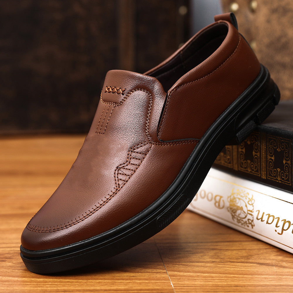 Herren Klassische Slip-On Lederschuhe mit gepolsterter Laufsohle Echoarhiv