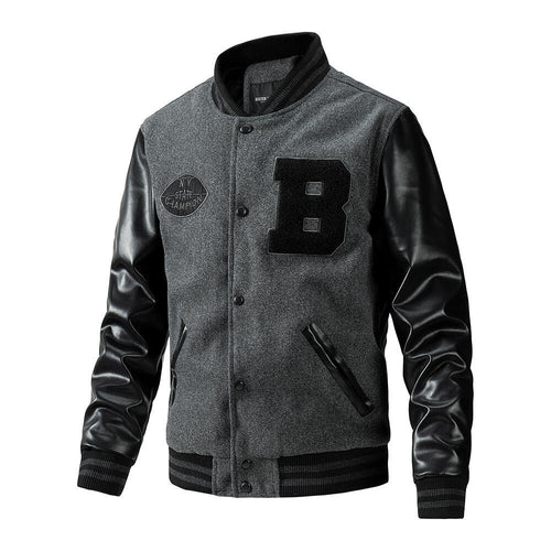 Herren stylische Collegejacke mit Lederärmeln Echo Archiv