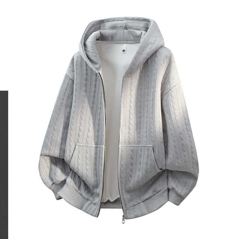 Damen Oversize Strick‑Kapuzenjacke mit Zopfmuster, Reißverschluss & Kängurutaschen Echoarchiv