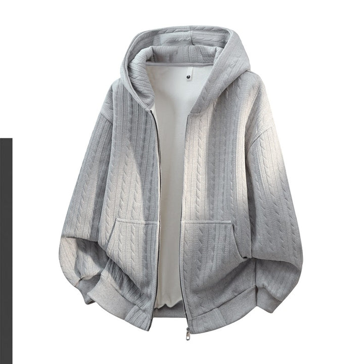 Damen Oversize Strick‑Kapuzenjacke mit Zopfmuster, Reißverschluss & Kängurutaschen Echoarchiv