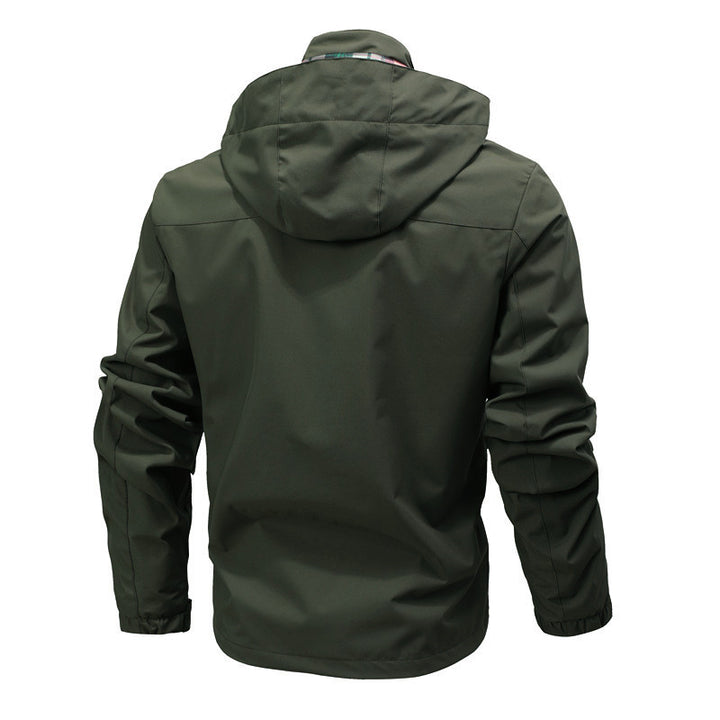 Herren Multitaschen-Softshell-Parka mit Kapuze und kariertem Innenfutter Echoarchiv