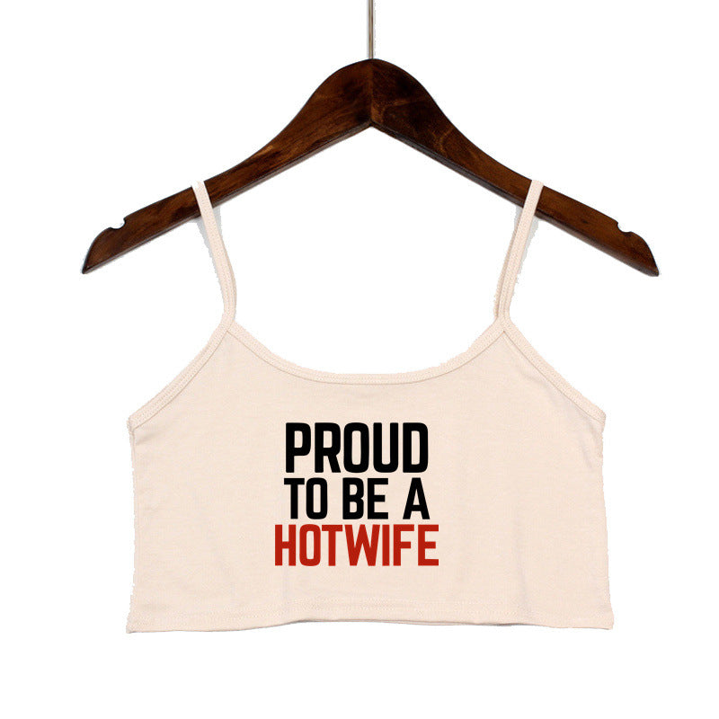 Damen Crop-Top mit modernen Schriftzügen und verstellbaren Trägern Echo Archiv