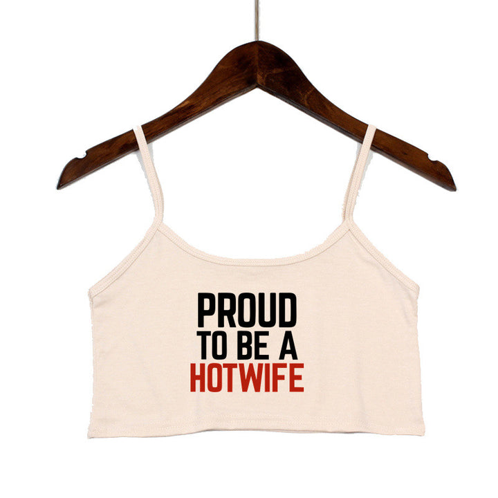 Damen Crop-Top mit modernen Schriftzügen und verstellbaren Trägern Echo Archiv