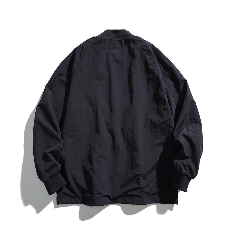 Unisex Weitgeschnittene Leichte Übergangsjacke mit V-Ausschnitt und Druckknopfleiste Echo Archiv
